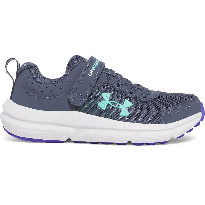 Under Armour Assert 10 AC Paint Splatter Little Kids' Running Shoes, Girl's, Size: 13, Virtual Purple Green