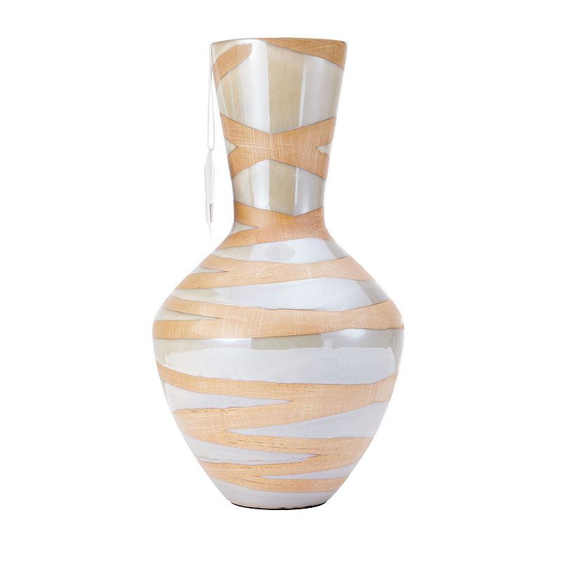 Scott Living Ceramic Decorative Vase Table Decor, Beig/Green