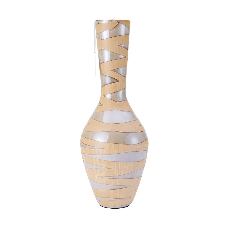 Scott Living Ceramic Decorative Vase Floor Decor, Beig/Green