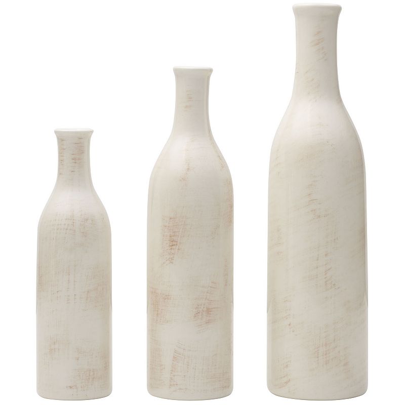 Scott Living Ceramic Bottle Decorative Vase Table Decor 3-piece Set, Grey