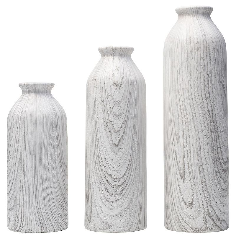 Scott Living Ceramic Shoulder Decorative Vase Table Decor 3-piece Set, Grey
