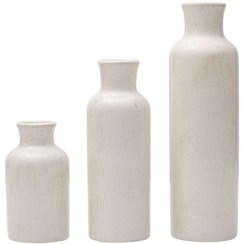 Scott Living Ceramic Decorative Vase Table Decor 3-piece Set, White