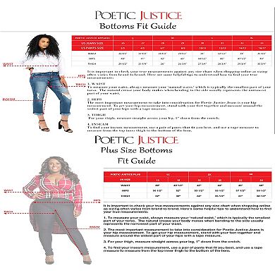 Poetic Justice Women's Curvy Fit Cropped Frayed Step Hem Mid-Rise Dark Jeans