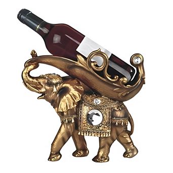 FC Design 11.25"W Golden Thai Elephant Wine Rack Bottle Holder Dining Room Decoration Figurine