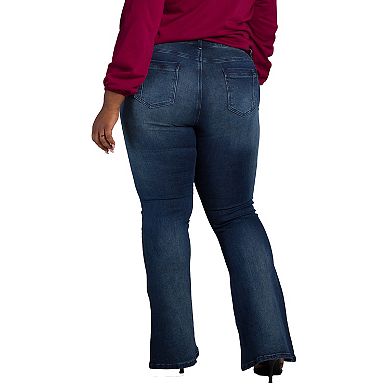 Poetic Justice Women's  Plus Size Mid Rise Flare Jean