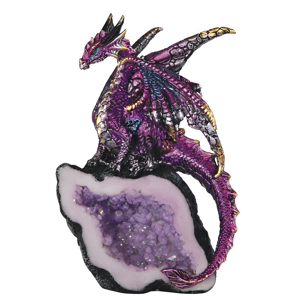 FC Design 5.5"H Purple Dragon Guarding Faux Crystal Cave Statue Fantasy ...