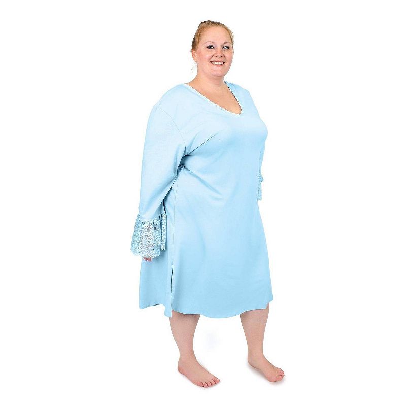 Women's Modest Soft Nursing Gown with Lace Accents