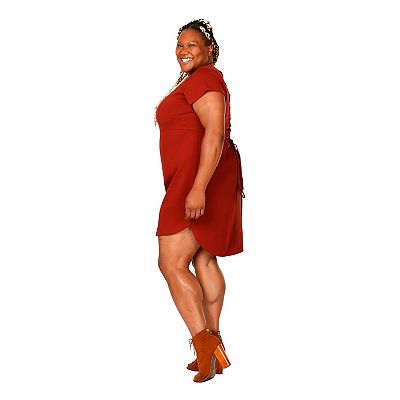 lace up dress plus size Elegant Lace Plus Size Gown With Lace-Up Back