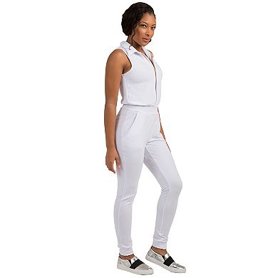 Poetic Justice Curvy Women's Sleeveless Stretch Collared Jumpsuit