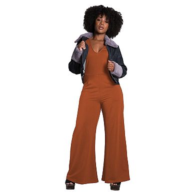 Poetic Justice Women's Sleeveless V-Neck Wide Leg Jumsuit