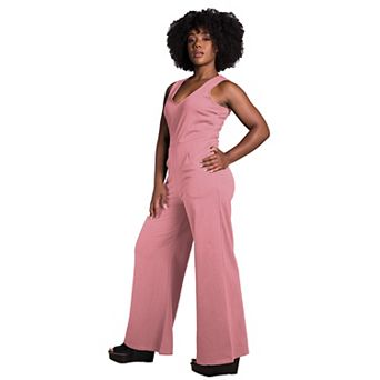 Poetic Justice Women's Sleeveless V-Neck Wide Leg Jumsuit
