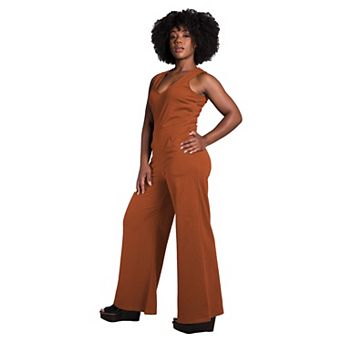 Poetic Justice Women's Sleeveless V-Neck Wide Leg Jumsuit
