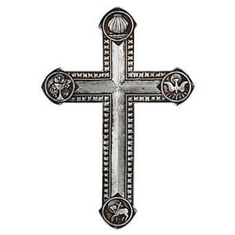 FC Design 7.5"H Decorative Cross in Silver Religious Statue Wall Decoration Holy Figurine