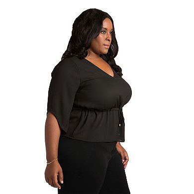 Poetic Justice Plus Size Curvy Women's Chiffon Drawstring Pullover Top