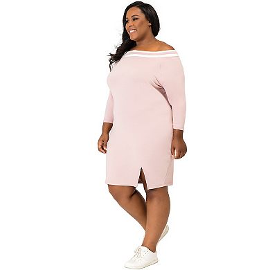 Poetic Justice Plus Size Curvy Women's Atheletic Stripe Knee-Length Dress