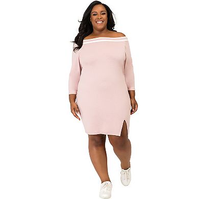 Poetic Justice Plus Size Curvy Women's Atheletic Stripe Knee-Length Dress