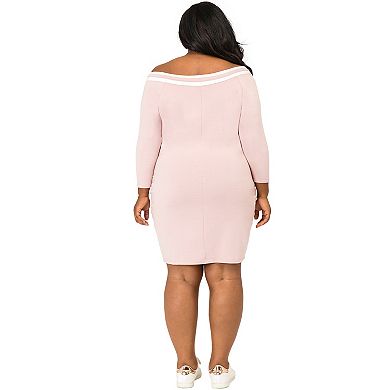 Poetic Justice Plus Size Curvy Women's Atheletic Stripe Knee-Length Dress