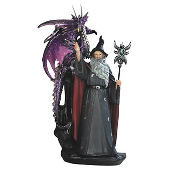 FC Design 11"H Wizard with Purple Dragon and Magic Wand Statue Fantasy Decoration Figurine Home Room Decor