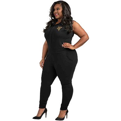 Poetic Justice Plus Size Curvy Women's Sleeveless Stretch Collared Jumpsuit