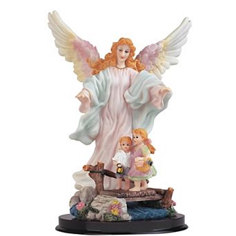 FC Design 9"H Pink Guardian Angel with Children Statue Holy Figurine Religious Decoration Home Room Decor