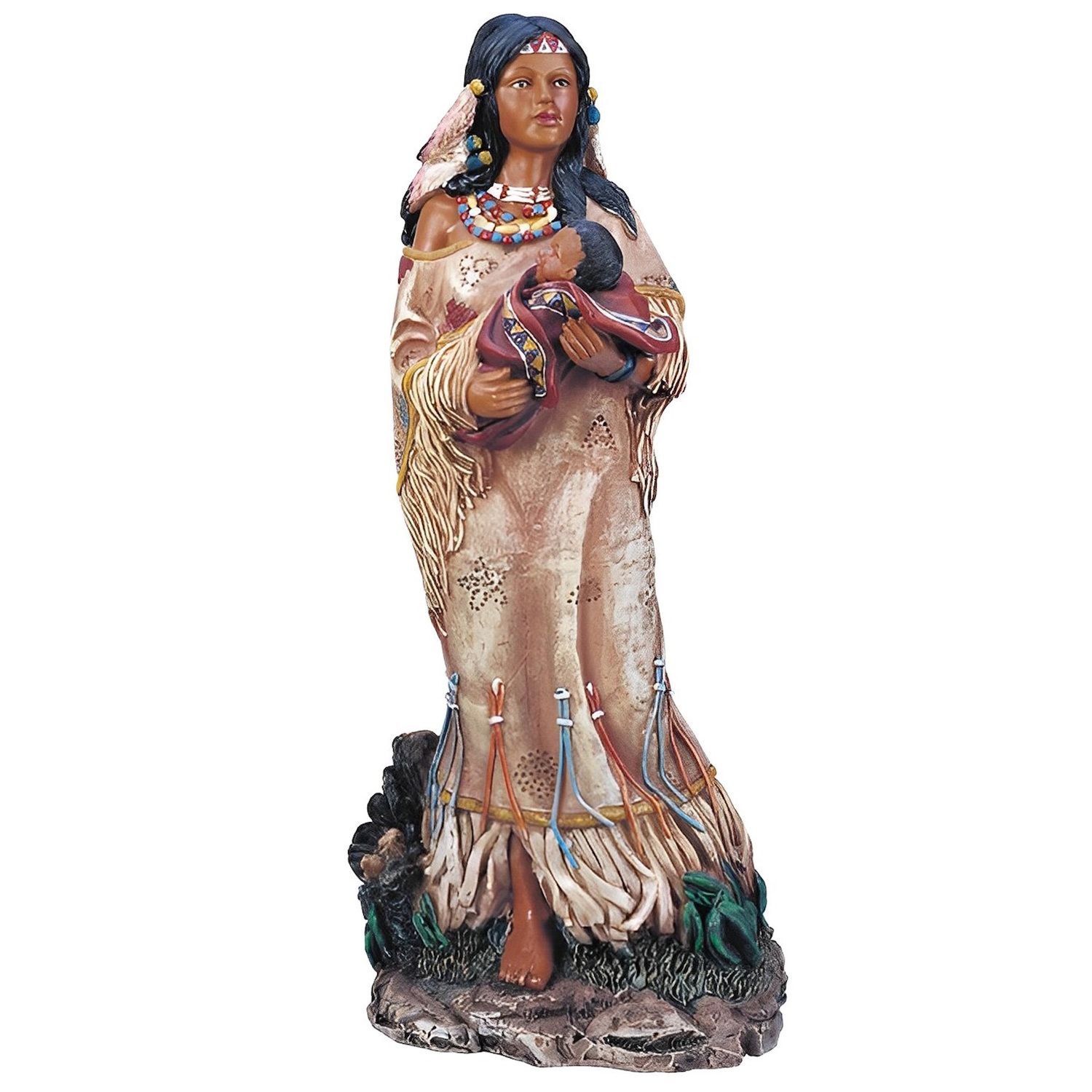 Canora Grey 11" H Indian Woman With A Baby Statue Native American Decoration Figurine C009165748