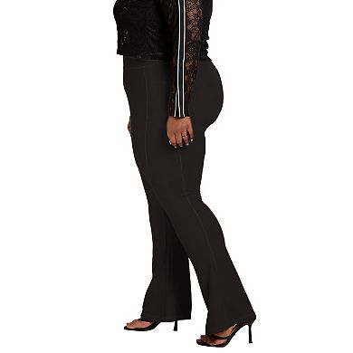 Poetic Justice Women's Plus Size High Rise Fitted Flare Pant