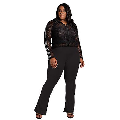 Poetic Justice Women's Plus Size High Rise Fitted Flare Pant