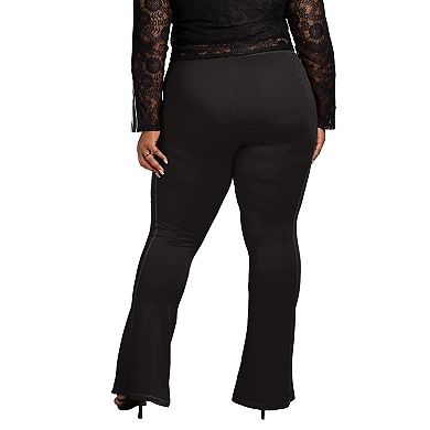 Poetic Justice Women's Plus Size High Rise Fitted Flare Pant