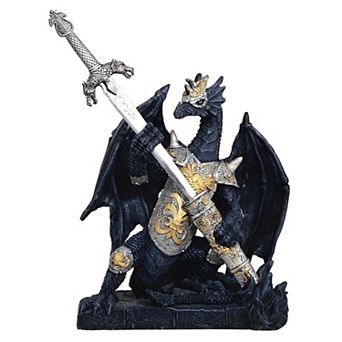 FC Design 6.5"H Black Dragon with Sword Statue Fantasy Decoration Figurine Home Room Decor