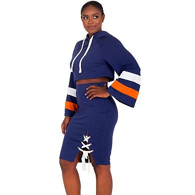 Poetic Justice Curvy Women's Flare Sleeve Cropped Drawstring Hoodie