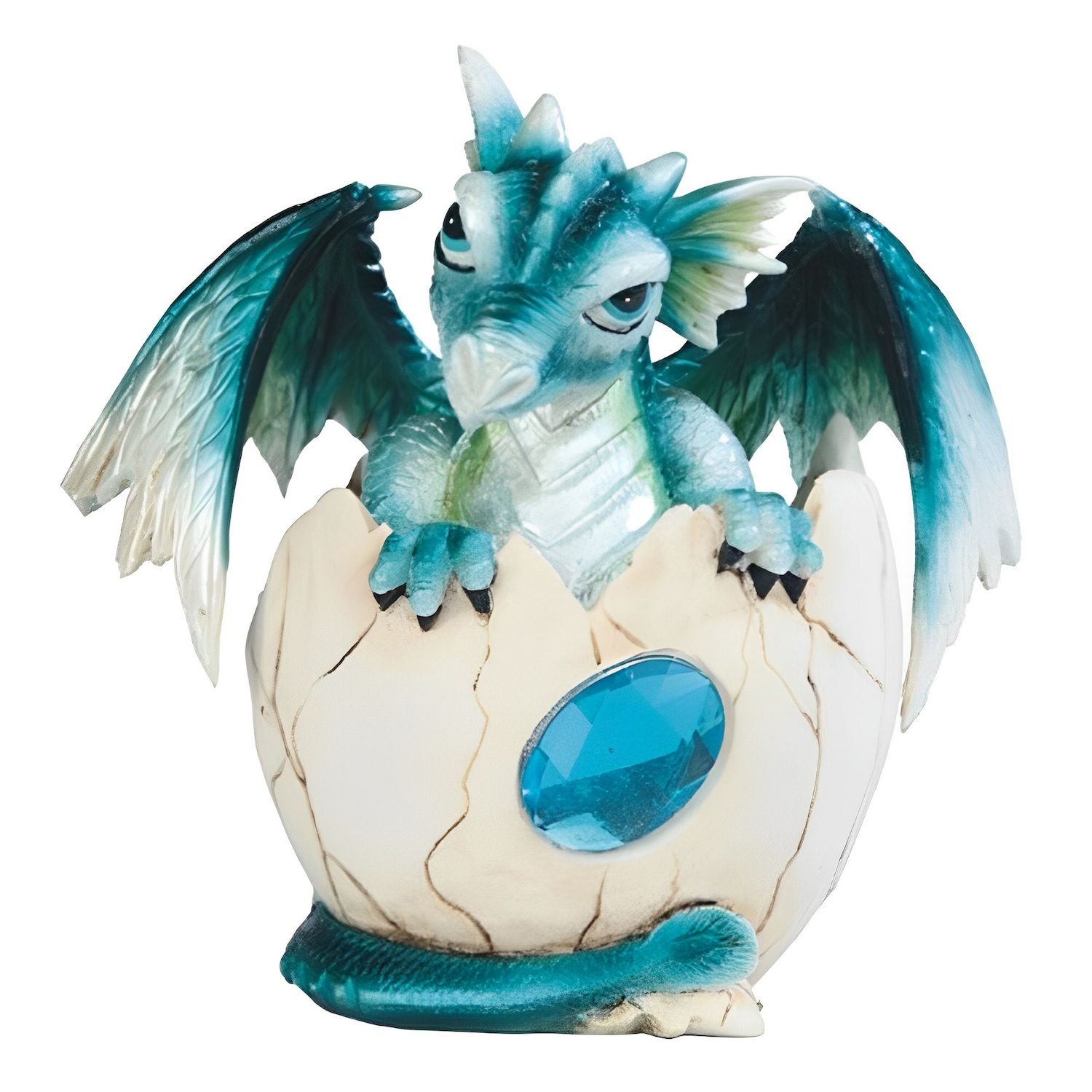 Blue Dragon with Crystal Egg Nest Medieval Fantasy Figurine Decoration New