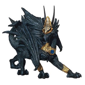 FC Design 7.5"H Black Dragon with Golden Mask and Armor Statue Fantasy Decoration Figurine Home Room Decor
