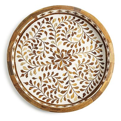 Jodhpur Wood Inlay Decorative Tray, Brown
