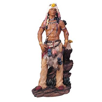 FC Design 11"H Indian Warrior with Eagle Statue Native American Decoration Figurine Home Room Decor