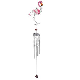 FC Design 35"H Flamingo Suncatcher Wind Chime with Silver Gem Garden Patio Decoration Perfect Gifts for Holiday Patio Garden Decor