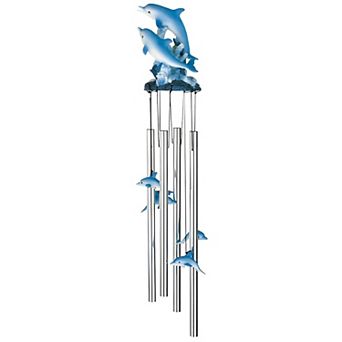 FC Design 23" Long Dolphin Swimming on Wave Round Top Wind Chime Marine Life Garden Patio Decoration Perfect Gifts for Holiday Patio Garden Decor