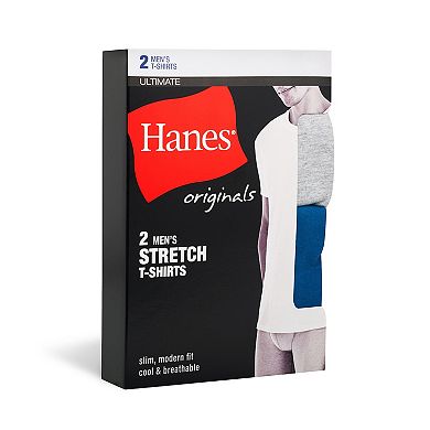 Men's Hanes® Originals Ultimate Stretch-Cotton Moisture-Wicking 2-Pack Tees