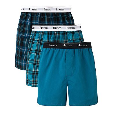 Men's Hanes® Originals Ultimate 3-Pack Woven Plaid Boxers