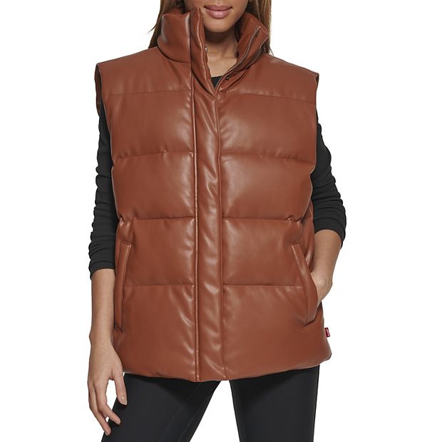 Plus Size Levis Puffer Vest Vegan Leather Gilet Plus Size Fall Vests