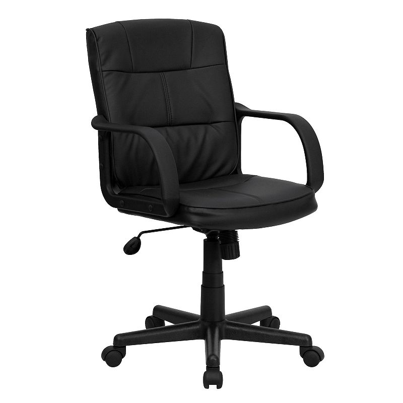 Flash Furniture Rider Mid-Back LeatherSoft Swivel Task Office Chair, Black