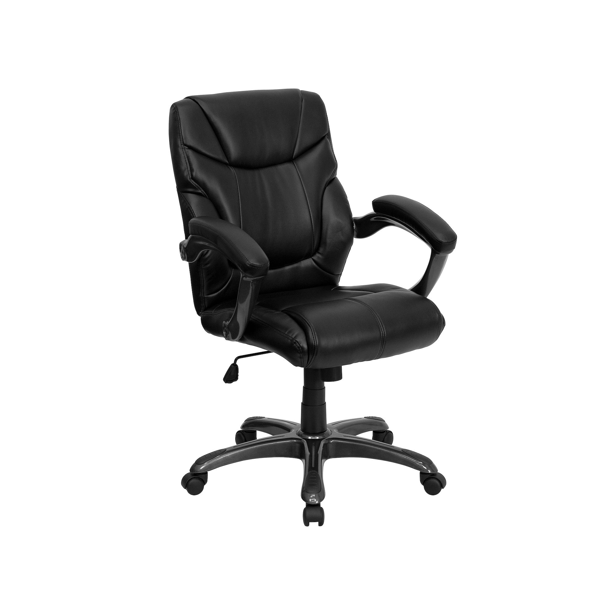 Flash Furniture Megan Mid-Back LeatherSoft Swivel Task Office Chair, Black