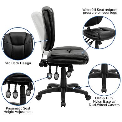 Flash Furniture Caroline Mid-Back LeatherSoft Swivel Office Chair 