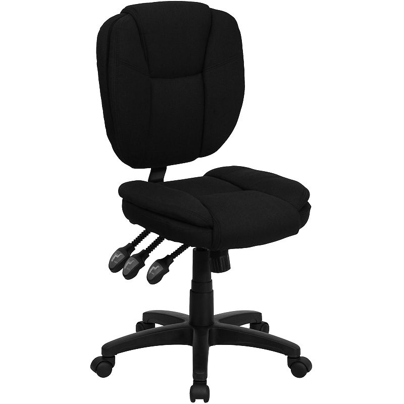 Flash Furniture Caroline Mid-Back LeatherSoft Swivel Office Chair, Black