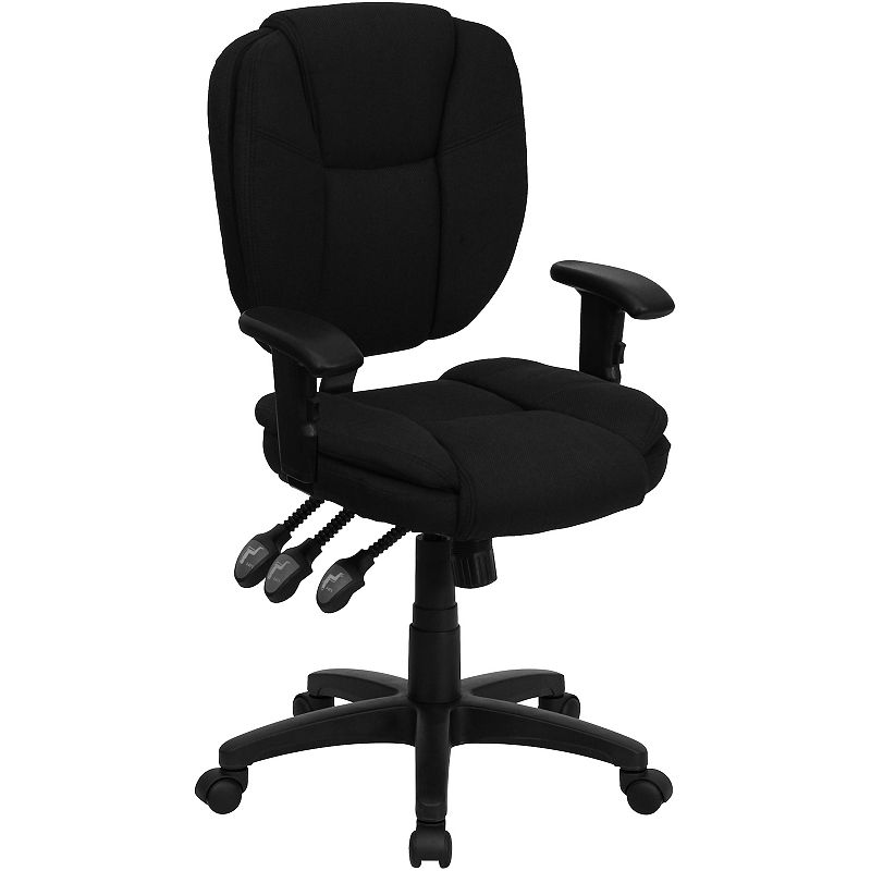 Flash Furniture Caroline Mid-Back Swivel Ergonomic Office Chair, Black