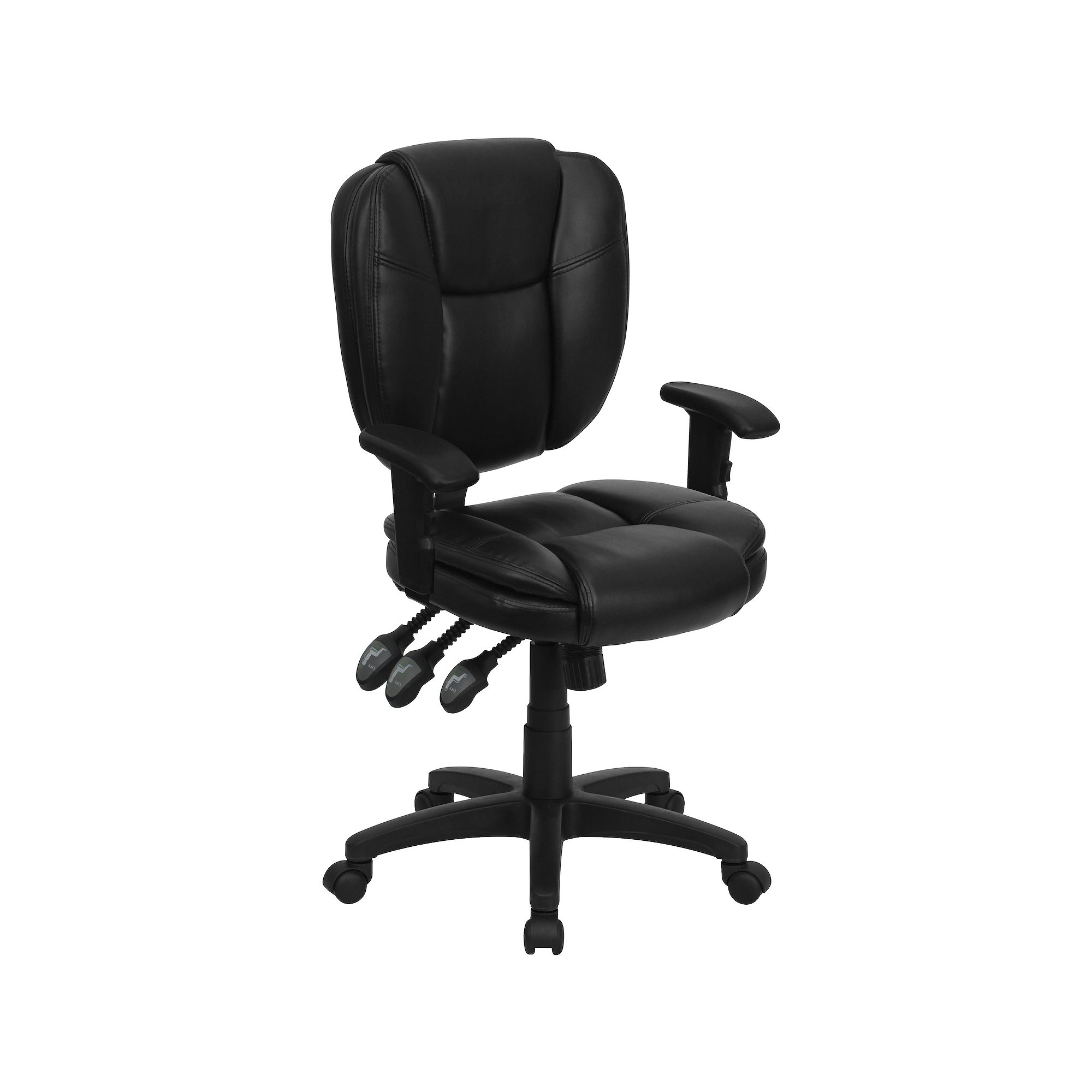 Flash Furniture Caroline Mid-Back Swivel Ergonomic Office Chair, Black Leat