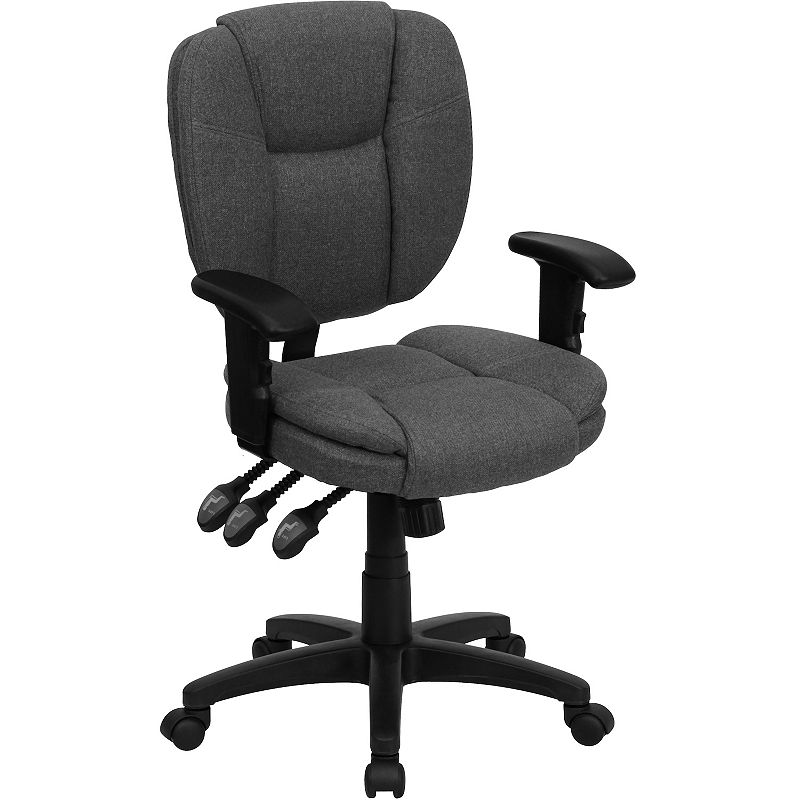 Flash Furniture Caroline Mid-Back Swivel Ergonomic Office Chair, Grey