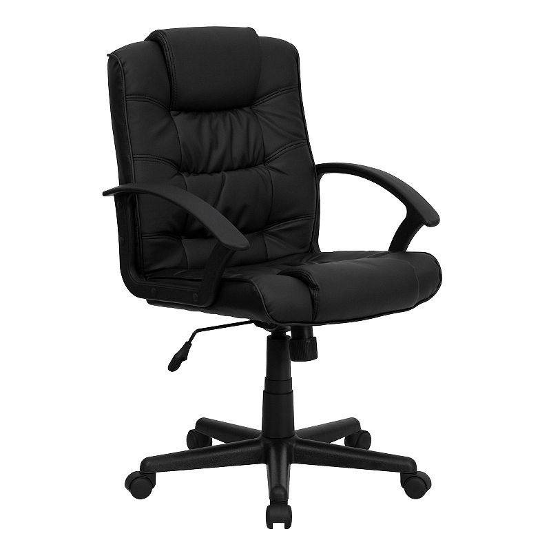 Flash Furniture Lindon Mid-Back LeatherSoft Swivel Office Chair, Black