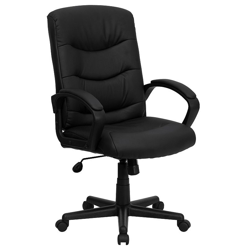Flash Furniture Chelsea Mid-Back LeatherSoft Swivel Office Chair, Black