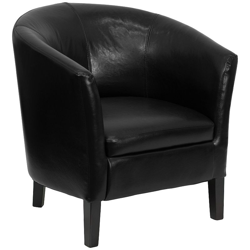 Flash Furniture Lauren LeatherSoft Barrel Shaped Guest Chair, Black