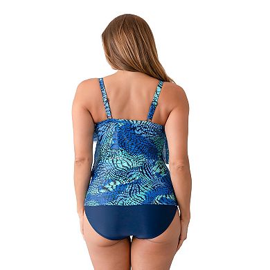 Women's Del Raya Asymmetrical 3-Tier Mesh Tankini Top